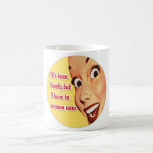 Rétro tasse drôle de CRI PERÇANT de femme au fo