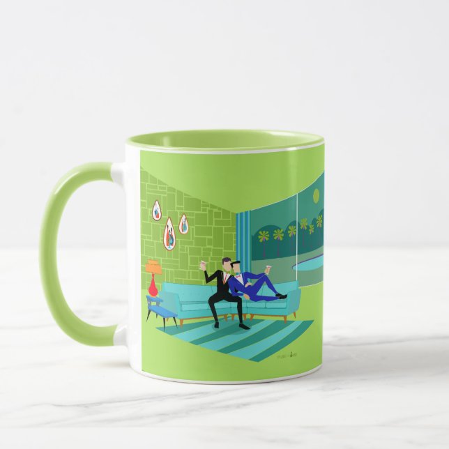 Rétro tasse gaie romantique de couples (Gauche)