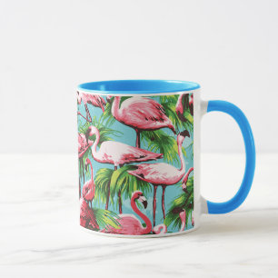 Rétro tasse rose fraîche de Flamants roses