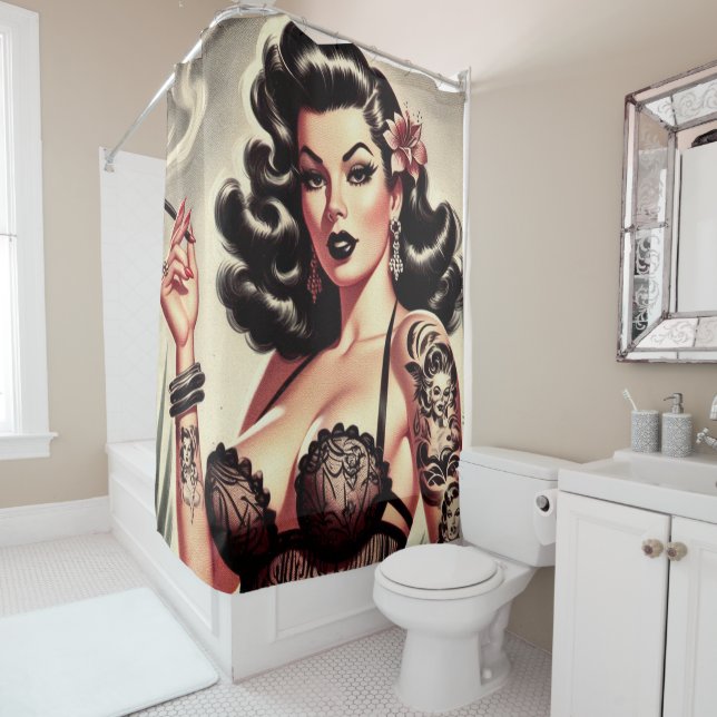 Retro Tatto Goth Girl Duschvorhang (Beispiel)