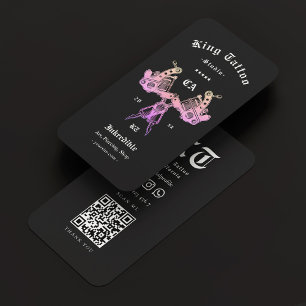 Retro Tattoo Artist Black Lila Pink Visitenkarte