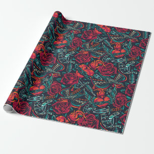 Retro Tattoo Design Wrapping Paper Geschenkpapier