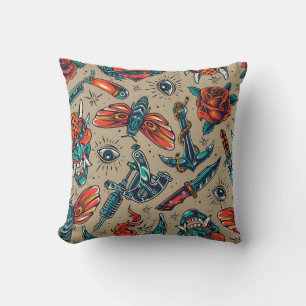 Retro Tattoo Muster Kissen
