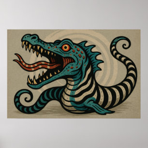 Retro-Tattoo-Sandwurm-Poster Poster