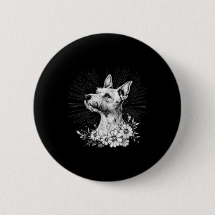 Retro-Tattoo-Stil Fox Terrier Hundeliebhaber Button