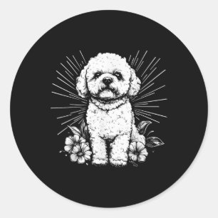 Retro Tattoo Style Bichon Frise Dog Lover Runder Aufkleber
