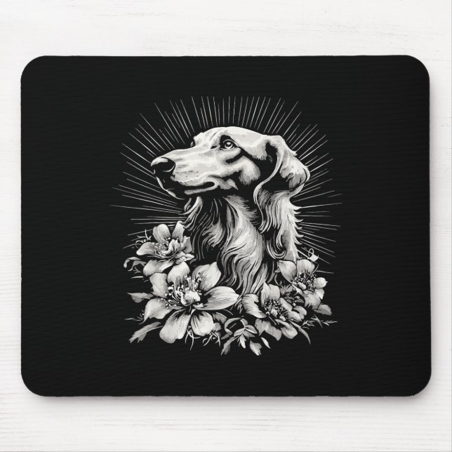 Retro Tattoo Style Borzoi Dog Lover Mousepad (Vorne)