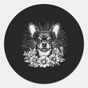 Retro Tattoo Style Chihuahua Dog Lover Runder Aufkleber