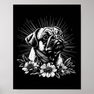 Retro Tattoo Style Mops Lover Dog Poster