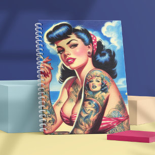 Retro Tattooed Bikini Summer Button up Notizbuch