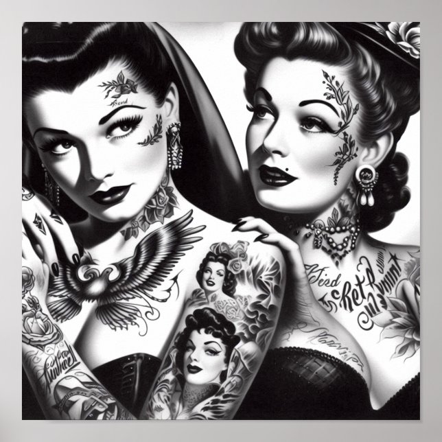 Retro Tattooed Buttone Poster (Vorne)