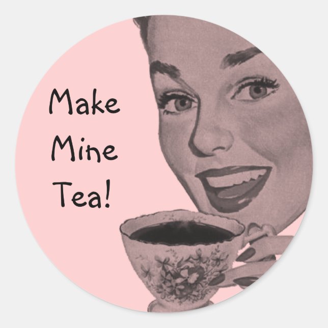 Retro Tea Runder Aufkleber (Vorderseite)