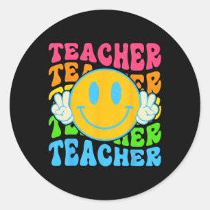 Retro Teacher Happy Smile Face - Grundschule Runder Aufkleber