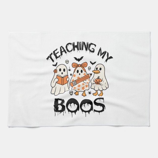 Retro Teaching My Boos Halloween Geschirrtuch (Horizontal)