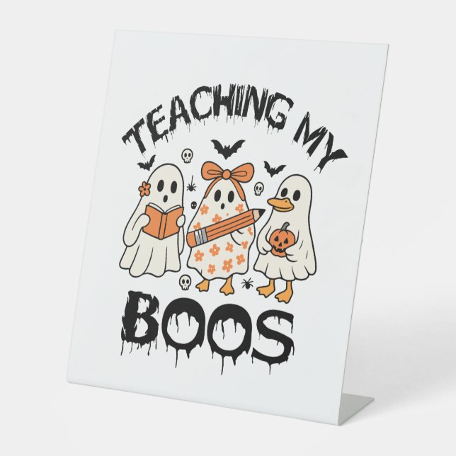 Retro Teaching My Boos Halloween Sockelschild (Vorderseite)