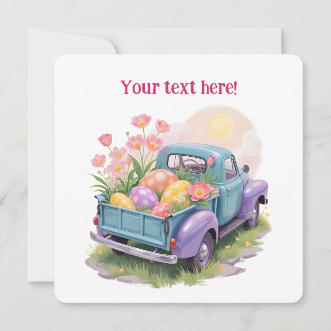 Retro Teal & Purple Truck with Easter Eggs (Vorderseite)