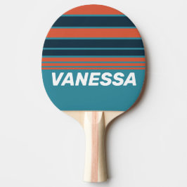 Retro Teal Splash Horizon Striping with Name Tischtennis Schläger