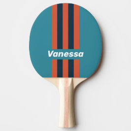 Retro Teal Splash Pin Stripes with Name Tischtennis Schläger