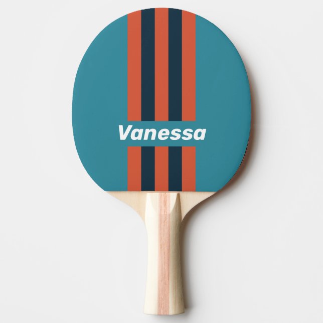 Retro Teal Splash Pin Stripes with Name Tischtennis Schläger (Vorderseite)