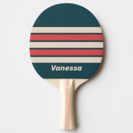 Retro Teal Vibe Across Striping with Name Tischtennis Schläger