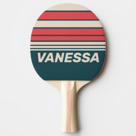 Retro Teal Vibe Horizon Striping with Name Tischtennis Schläger