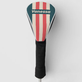 Retro Teal Vibe Pin Stripes with Name Golf Headcover