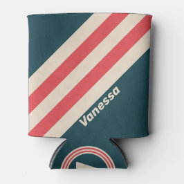 Retro Teal Vibe Stripes with Name Dosenkühler