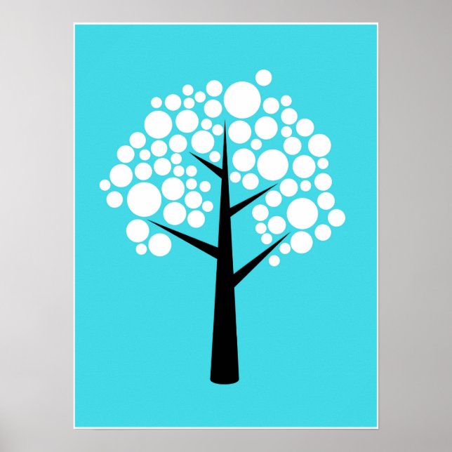 Retro Teal White Black Bubble Tree Poster (Vorne)