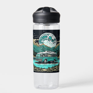 Retro Teal Wohnmobil-Camper in den Bergen Trinkflasche
