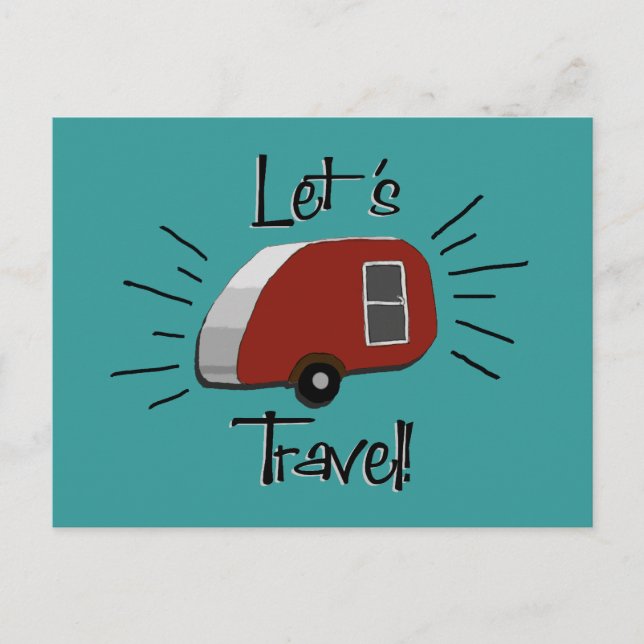 Retro Teardrop Camper Postkarte (Vorderseite)