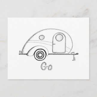 Retro Teardrop Camper Postkarte