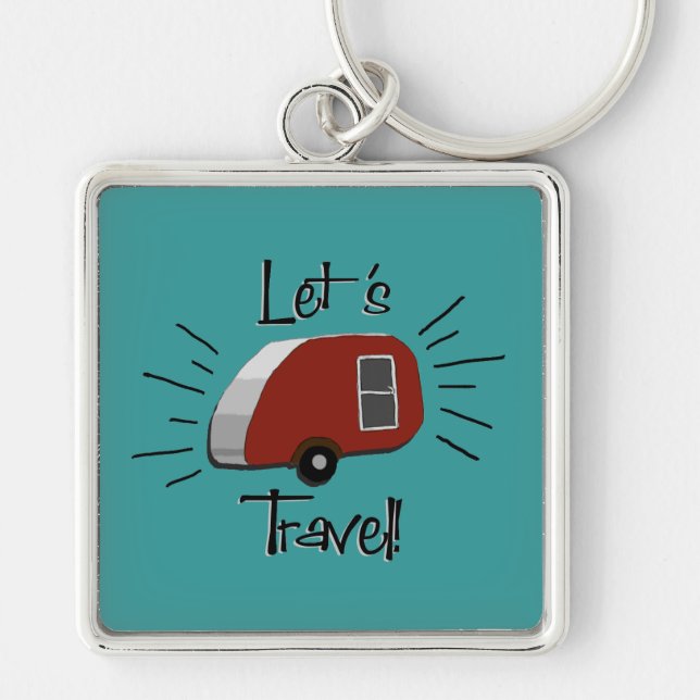 Retro Teardrop-Camper-Schlüsselanhänger Schlüsselanhänger (Vorne)