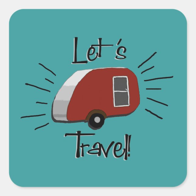 Retro Teardrop Camper Stickers (Vorderseite)