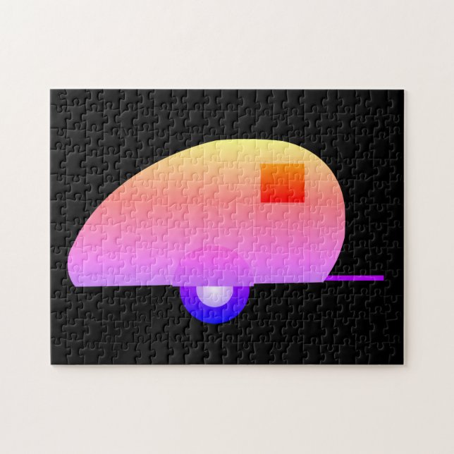 RETRO TEARDROP CAMPING TRAILER JIGSAW PUZZLE (Horizontal)