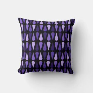 Retro Teardrops Black Indigo Kissen