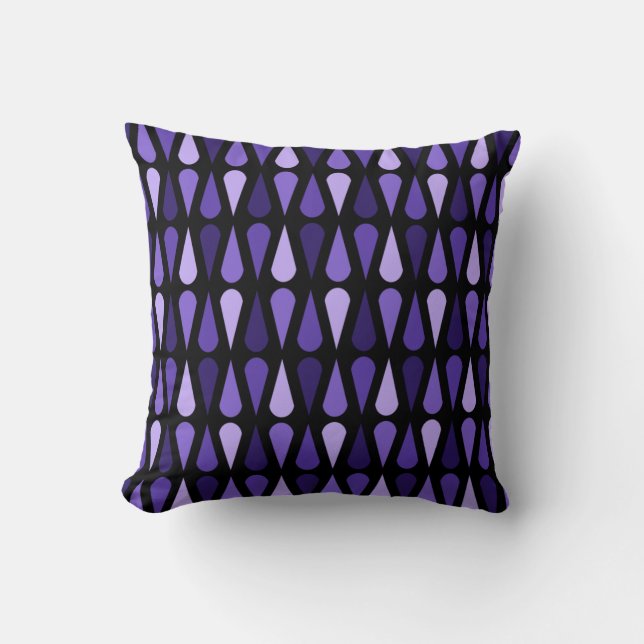Retro Teardrops Black Indigo Kissen (Vorderseite)