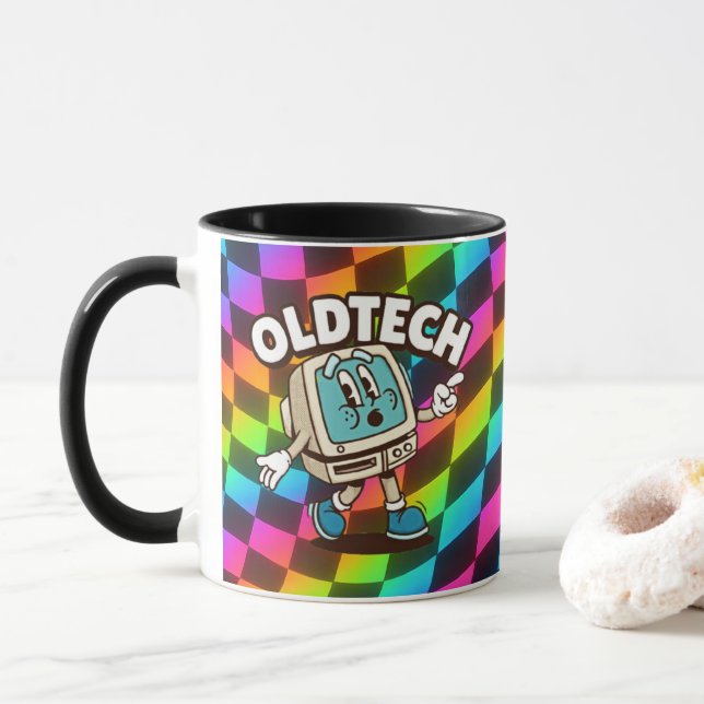 Retro Tech Cartoon Psychedelic Mug (Avec donut)