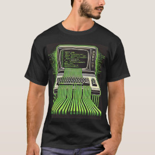 "Retro Tech Flow" - Vintage Computer- und Code Art T-Shirt