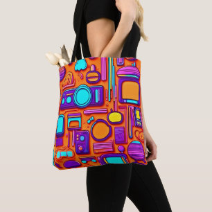 Retro Tech Pop: Nostalgische Gadget Collage Tasche