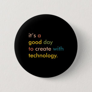Retro-Technologie-Lehrer-Shirt, Tech-Lehrer Button