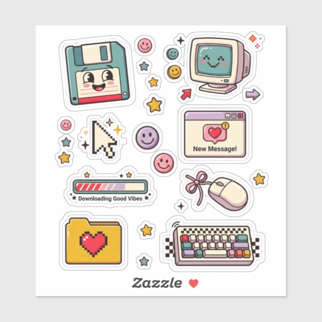 Retro Technology Sticker Sheet (Blatt)