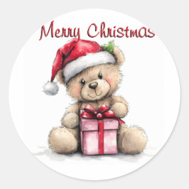 Retro Teddy Beer Frohe Weihnachts Klassische Runde Runder Aufkleber