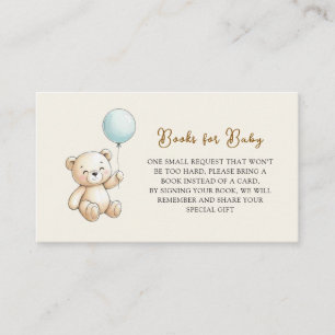 Retro-Teddybär Blau Baby Shower Buchwunsch Begleitkarte