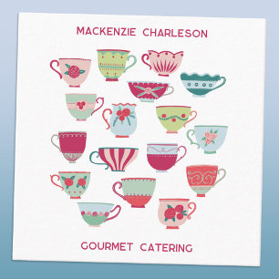 Retro Tee Cup Catering Bäckerei Café Quadratische Visitenkarte