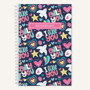Retro Tee Liebe Niedlich Rainbow Herzmuster Notizbuch
