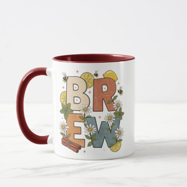 Retro-Teepflanzen-Design Tasse (Links)