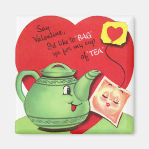 Retro Teetassen-Valentinstag Magnet