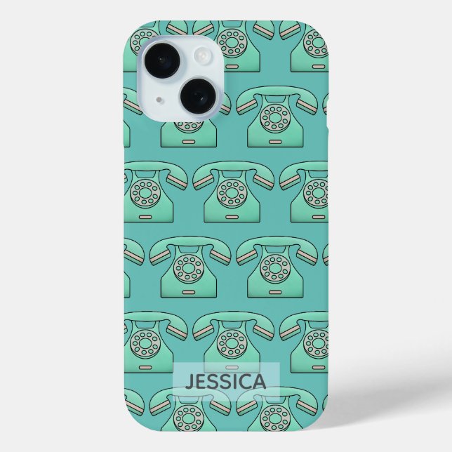 Retro-Telefon Niedliches Aquamarines Muster Person Case-Mate iPhone Hülle (Rückseite)