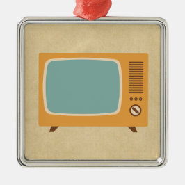 Retro Television Set Silbernes Ornament