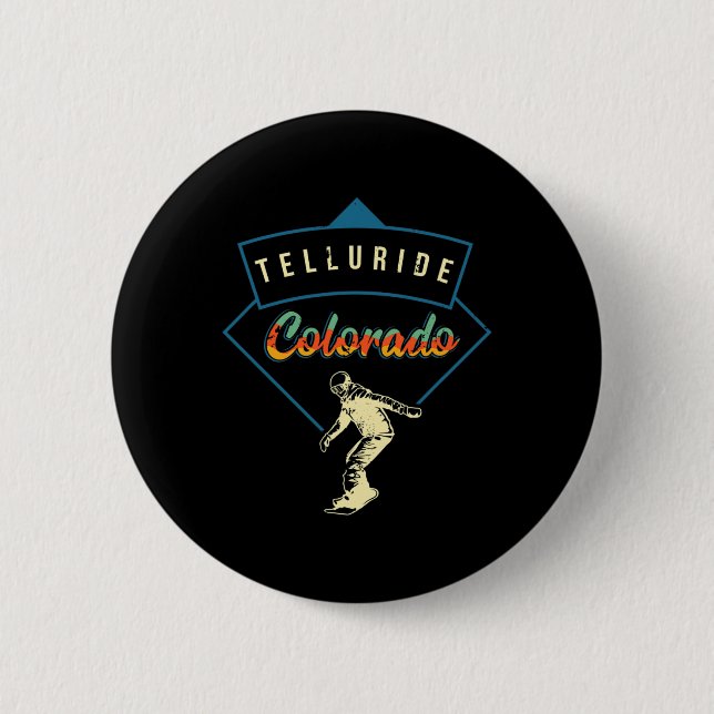 Retro Telluride Colorado Snowboard Instructor S Button (Vorderseite)